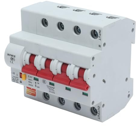 Disjoncteur WiFi 4 Pôles Disjoncteur à Télécommande Disjoncteur à Coque Ignifuge avec Verrouillage de Sécurité AC400V((63A))