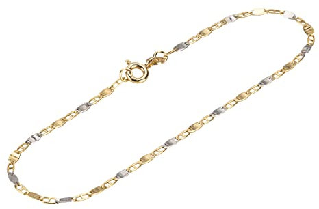 NKlaus 18,5cm Damen Armband 333 Gelb Gold 8 Karat Breite: 2,1mm Bicolor Panzerstegkette Federringverschluss 3705