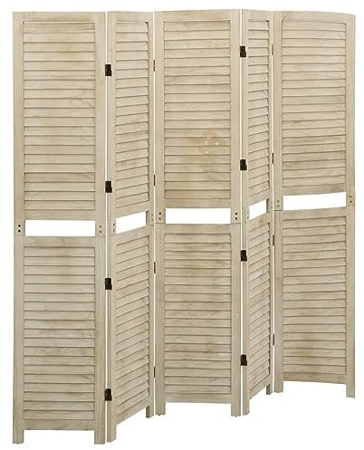 vidaXL Divisorio a 5 Pannelli 175 x 165 cm Legno Massello di Paulownia