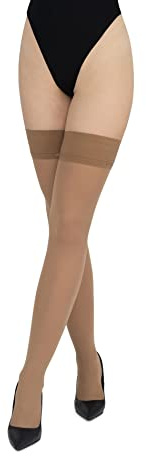 LORES Medias opacas 60 DEN sin soporte, medias altas por encima de la rodilla, medias sexys de silicona, Visón., XL-XXL