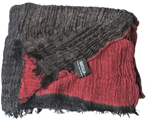 100ITALIA Écharpe unisexe Pashmina jaquard effet froissé. Modèle Cozy_Up., Rubis Winter, Taille Unique