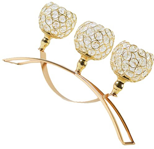 OSALADI Kerzenhalter Tisch Teelichthalter Metall Kristall Bogen Design Kerzenständer Für Party Hochzeit Geburtstag Dekoration