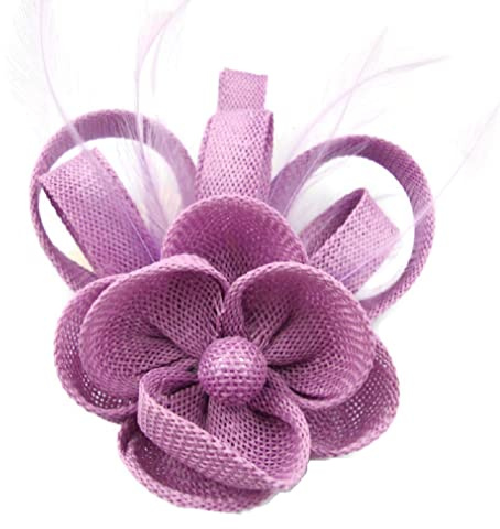Signature loop Flower Fascinator Clip with Feathers (Lilac)