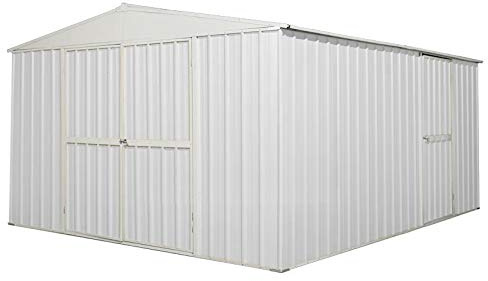 Box in Acciaio Zincato Casetta da Giardino in Lamiera 3.60 x 4.30 m x h2.10 m - 185 KG - 15 metri quadri (Bianco)