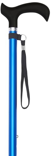 Gehstock Soft Melbourne Blue, Soft-Derbygriff schwarz, Leichtmetall tiefseeblau, verstellbar ca. 86-109 cm, bis 110 Kg, inkl. Tragschlaufe und Gummipuffer