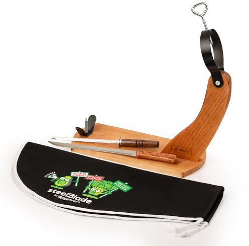 steelBlade - Support à jambon + couvre-jambon Kukuxumusu + couteau à jambon et fusil - Support à jambon fabriqué en Espagne