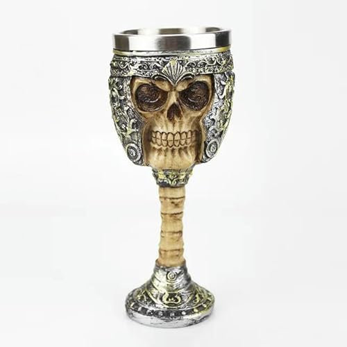 TUITA Goblet 3D Viking Stainless Steel Resin Skull Wine Goblet Dragon Claw Skeleton Spine Whiskey Cup Wine Glass for Halloween