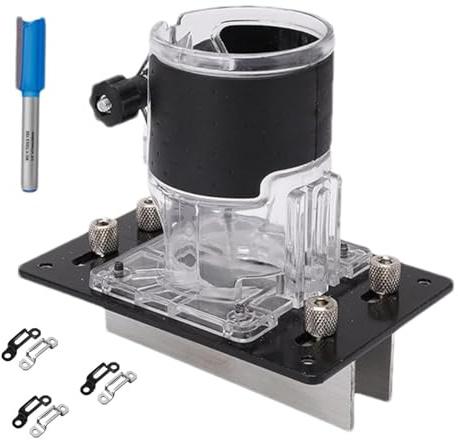Fresatrice per scanalature, supporto per fresa superiore, base per fresa per legno, 2 in 1, elemento di collegamento invisibile per intagliare frese e tagliere, fissaggio a vite di collegamento | Guida di Precisione per Collegamenti Pannelli Arredo e Telai Finestre