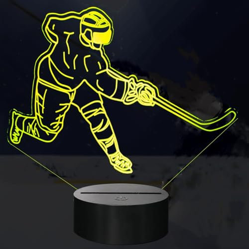 Jinson well 3D Eishockey Spieler Nachtlicht led licht Lampe optische Nacht licht Illusion 7 Farbwechsel Tisch Schreibtisch Dekoration Lampen mit Acryl Flat ABS Base USB Spielzeug