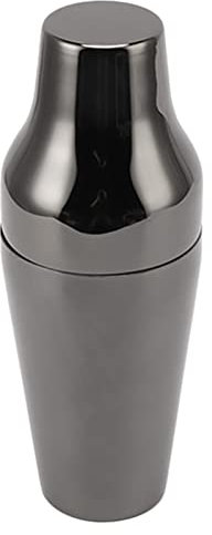 Coctelera de acero inoxidable, coctelera de Martini, mezclador de bebidas, coctelera de estilo francés, mezclador de Martini de 2 secciones, coctelera de bebidas, herramienta de (Dazzling Black)