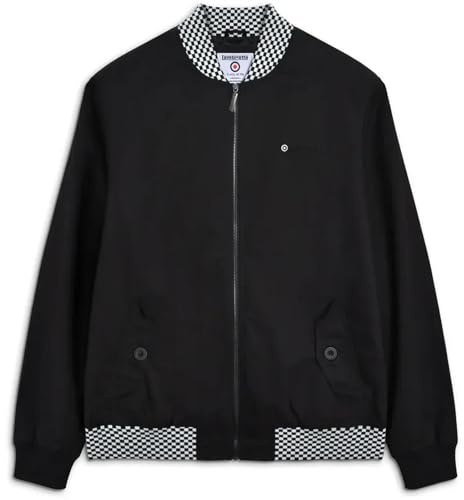 Lambretta mäns schackbräde trim Harrington jackor, Svart, XXL