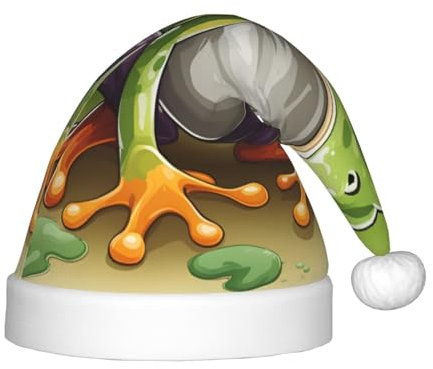 Cartoon-Frosch-Plüsch-Weihnachtsmannmütze, bequeme Weihnachtsmütze für Weihnachten, Partygeschenke, passend für Jugendliche