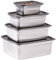 STONELINE Set di contenitori sottovuoto in acciaio inox con coperchio 300/700/1.200/2.300 ml, per microonde, forno, congelamento, antigoccia, senza BPA, contenitore per alimenti