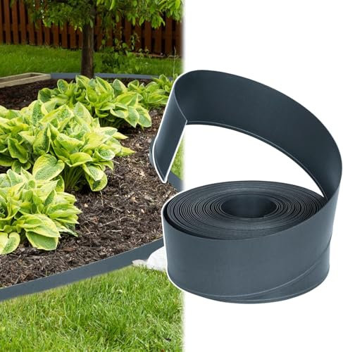 Bordure de jardin en plastique souple, 10 m, bordure de paysage, avec connecteur, couleur anthracite, pour parterre de fleurs et aménagement paysager