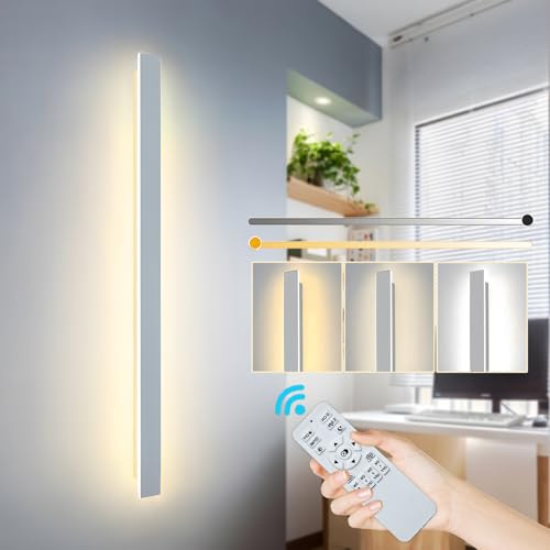 ZTWLEED 44W/120CM Applique da Parete LED Dimmerabile con Telecomando | Dimmerabile 10%-100%,3000K-6000K,Lampada da Parete Lunga Bianco 110-240V per Camera da Letto Soggiorno Hotel Scala Corridoio