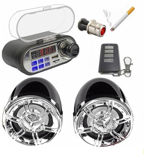 Kit Lettore Radio Bluetooth per Moto Altoparlante Stereo Audio Impermeabile Ricarica per Telefono Cellulare Allarme Antifurto Telecomando