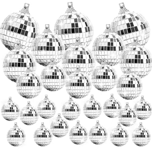 Discokugel Deko, 28 Stück Mini Discokugel Klein Spiegelkugel, Deko Discokugel für Hochzeit, Weihnachtsbaum, Geburtstagsparty