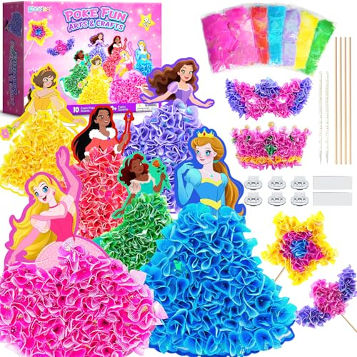 Poke Art Bastelset Kinder, Prinzessin Basteln Spielzeug für mädchen 4-8 | DIY Klassische Prinzessinnen Spielzeug, Basteln Mädchen 4-8 Jahre, Geschenk Mädchen, Geburtstagsgeschenk für Mädchen
