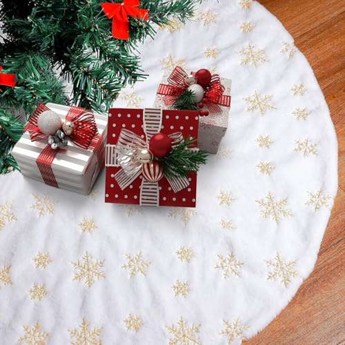 Weihnachtsbaum Decke Weiss,78CM Weihnachtsbaumdecke,Weihnachtsbaum Decke Christbaumdecke,Weihnachtsbaumrock Weiß Schneeblume,Weihnachtsbaumdecke Rund Weiß,Weihnachtsbaumdecke für Christbaumschmuck