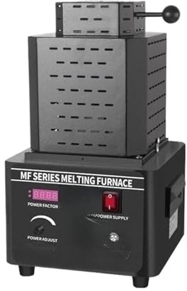 1600ºC Guldsmältugn Med Mellanfrekvens, Snabbsmältande Guld, Silver, Koppar, Järn, Aluminium SäKer Och Effektiv MetalluppväRmning(2KG/Black)