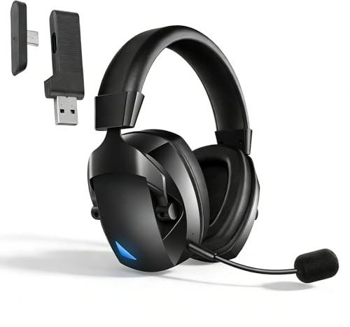 Sxhlseller Casque de Jeu sans Fil, Casque Bluetooth 5.4 2,4 GHz avec Lumière RVB Antibruit, Son Surround 7.1, pour PC, Ordinateur Portable, Smartphone, Tablette (Black)