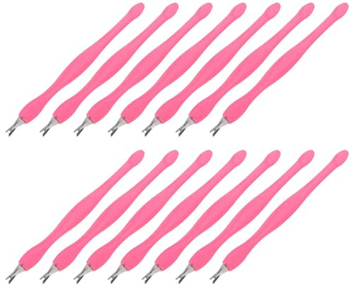 Tenedor para Piel Muerta de Uñas Rosa 24 Piezas Metal Plástico | Herramienta de Limpieza de Cutículas, Uso Doméstico y Manicura, Punta Precisa y Operación Segura