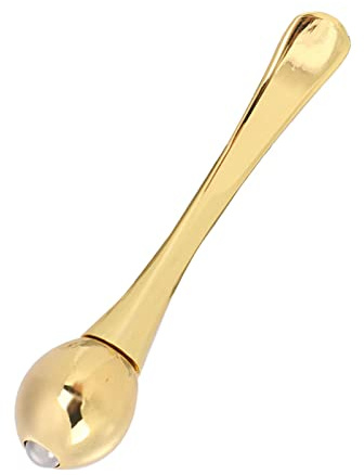 Xiuganpo Barra de Masaje para Ojos, Cuchara de Crema para Ojos Antiarrugas de Aleación de Zinc para Aliviar la Fatiga Ocular y Crema Importada, Barra Dorada de 0,6 * 3 Pulgadas