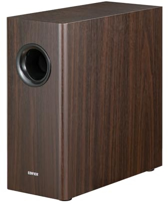 Edifier T5s Powered Active Subwoofer with 70W RMS, 8 Long-Throw Woofer, Deep Bass (35Hz) Speaker, Built-in Amp, Low Distortion, Phase Selector & Energy-Efficient for Home & Studio Audio, Brown