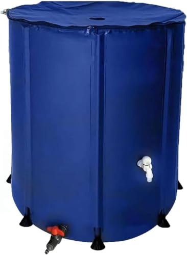 Tonneau de pluie pliable, réservoir de stockage d'eau portable avec support et robinet, système de collecte d'eau de pluie en PVC, conception anti-fuite pour l'irrigation du jardin et le lavage de