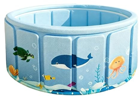 Faltbarer Hundepool Kinder Schwimmbecken, 45cm Height Nicht Aufblasbares Planschbecken Aus Robustem PVC, Tragbarer Pool Für Garten Balkon Outdoor Hunde Kinder