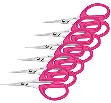 Westcott E-13101 00 - Tijeras, hoja inoxidable, color rosa, empuñadura de plástico, 10 cm, 6 unidades