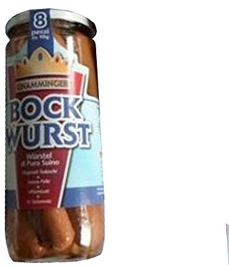 2160 GR WURSTEL BOCKWURST IN VASO VETRO DA 8 PEZZI DA 90 GR WURSTEL TEDESCHI SENZA PELLE AFFUMICATI IN SALAMOIA