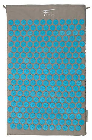 Akupressurmatte + Tasche – Linderung von Schmerzen im Rücken und Nacken – Ischias – Rückenmassage – Muskelentspannung – Erholung nach dem Sport (Grau-Turquoise)