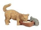 Melody Jane Dolls Houses Cat & Mouse Drinking Milk Miniature Pet1:12 Scale