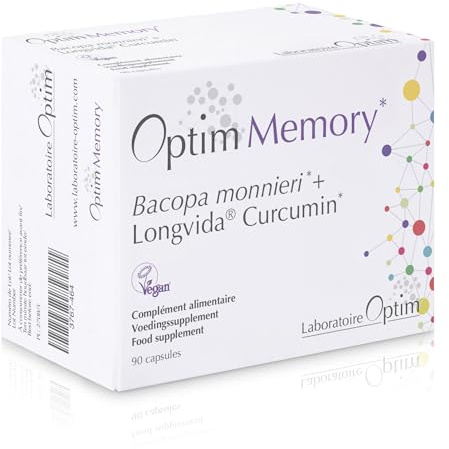 OPTIM Memory Bacopa Monnieri (Brahmi) & Longvida Curcumin 90 Kapseln | Gedächtnis- & Fokus-Supplement, Für Gehirn & Konzentration, Für Erwachsene & Studierende
