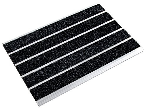 casa pura Edle Alurahmen Fußmatte für den Eingangsbereich | Rostfrei | Türvorleger mit optimaler Schmutzfangwirkung | anthrazit-Silber | Größe: 50x80 cm