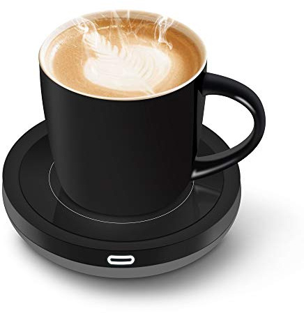 BESTINNKITS Smart Coffee Cup Warmer Set, Auto On/Off Gravity-induction Mug Office Desk Use, Candle Wax Cup Warmer Heating Plate (Up To 131F/55C), 14oz