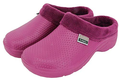 Town & Country TFW6630 Womens Super Soft Fleecy Cloggies (4 UK, Raspberry Dots with Fur)