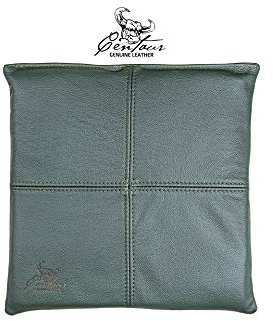 Centaur - Hochwertiges Leder Sitzkissen - Flaschengrün 35x35 cm - Ideal für Stuhl oder Sitzbank - Abwaschbare Echtleder Stuhlkissen - Pflegeleichte Sitzauflage