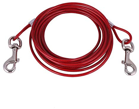 Oumefar 2 Colors Long Steel Wire Dog Leash Strong Pet Safety Cable Rope Dog Belt Pet Leads Rope for Dogs Walking Training(Red)