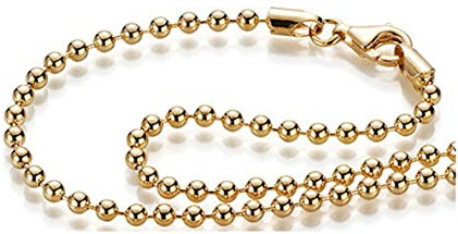 YoungDiamondFashion YDF Damen Kugelkette Silberkette Halskette Silber 40 cm 925 Sterlingsilber gelbvergoldet Kugelgröße 2,2 mm Beads Silberkugelnugeln