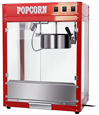 MNSRRN Retro Commercial Popcorn Machine with Efficient Blasting Built-In Lighting Retro Professional Popcorn Machine Cinema Style,Red 1