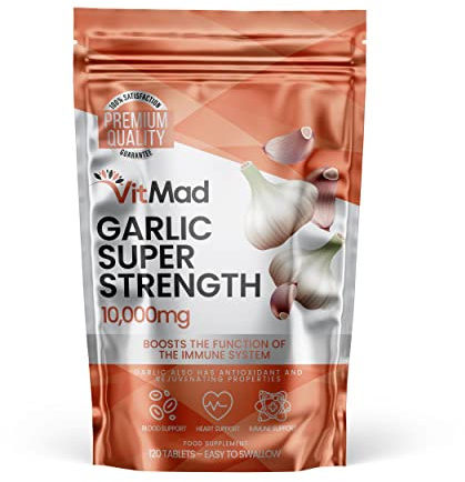 Garlic Extract 10,000mg - 120 Tablets - High Strength - Heart Health Vegan