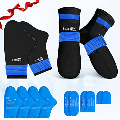SuzziPad Calcetines de terapia fría y bolsa de hielo para manos, guantes fríos para neuropatía quimioterapia, paquete de cuidado de quimioterapia para mujeres y hombres, ideal para fascitis plantar,