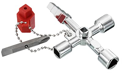 PATIKIL 4 Way Cross Key Bit, Zinc Alloy Multi-Functional Universal Opening Key for Water Gas Meter Box Plumbers Electric Cabinet Valve, Silver