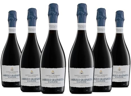 Cantina Castelli Modenesi Lambrusco Grasparossa di Castelvetro DOC, Vino Rosso dal Gusto Pieno ed Equilibrato, Profumo Raffinato e Vario, 11% Vol, Confezione con 6 Bottiglie da 750 ml