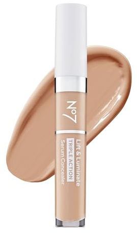 No7 Lift & Luminate Triple Action Serum Concealer - Light - Anti Aging Liquid Concealer Makeup for Blemishes & Dark Circles - Medium to Full Coverage Concealer for Face (8ml)