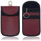 Keyless Go Schutz Autoschlüssel, 2 Stück Funkschlüssel Abschirmung Schlüsseltasche RFID Blocker Schlüsseletui Kohlefaser Leder Faraday Keyless Go Schutzhülle (Rot)