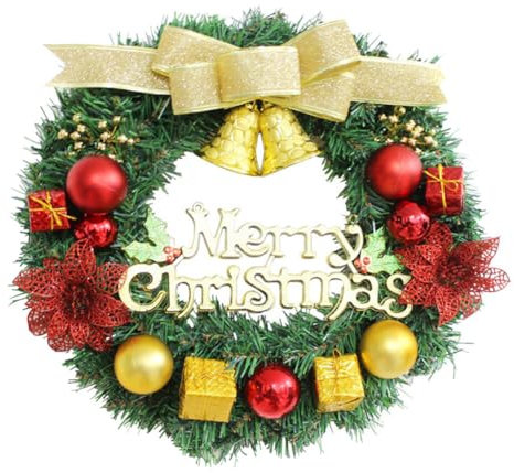 Uposao 30CM Weihnachtskranz Adventskranz Hängend Weihnachtsdeko Künstlicher Weihnachtskranz Tür Kranz Haken Weihnachtlicher Türschmuck für Home Office Weihnachten Dekor Haustür Kamin Wand