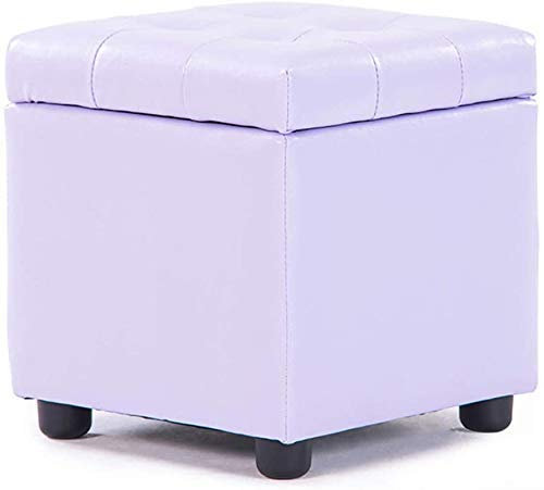 SePKUs Fußhocker, gepolsterter Cube Pouf Ottoman, Pouf Fußhocker aus massivem Holz, quadratisch, für Wohnzimmer, Couchtisch, kleine Bank (lila 42 x 42 x 40 cm)